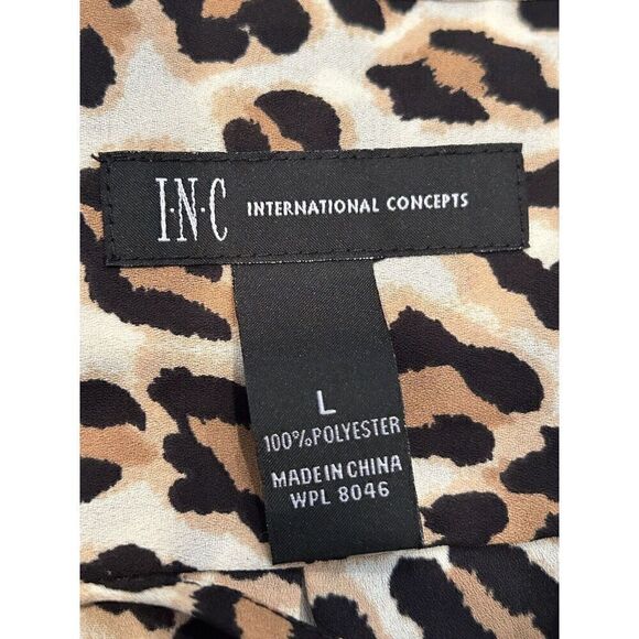 INC Animal Print V-Neck Lace Up Sleeveless Tank Top Women’s Large - Picture 3 of 4